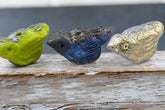 Czech Bird Peridot Green and Peacock with Etched, 11x22mm AB, and Metallic Finishes, 2pc